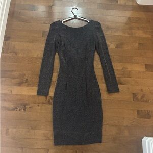 Le Chateau Black Sheath Long Sleeve Cocktail Dress